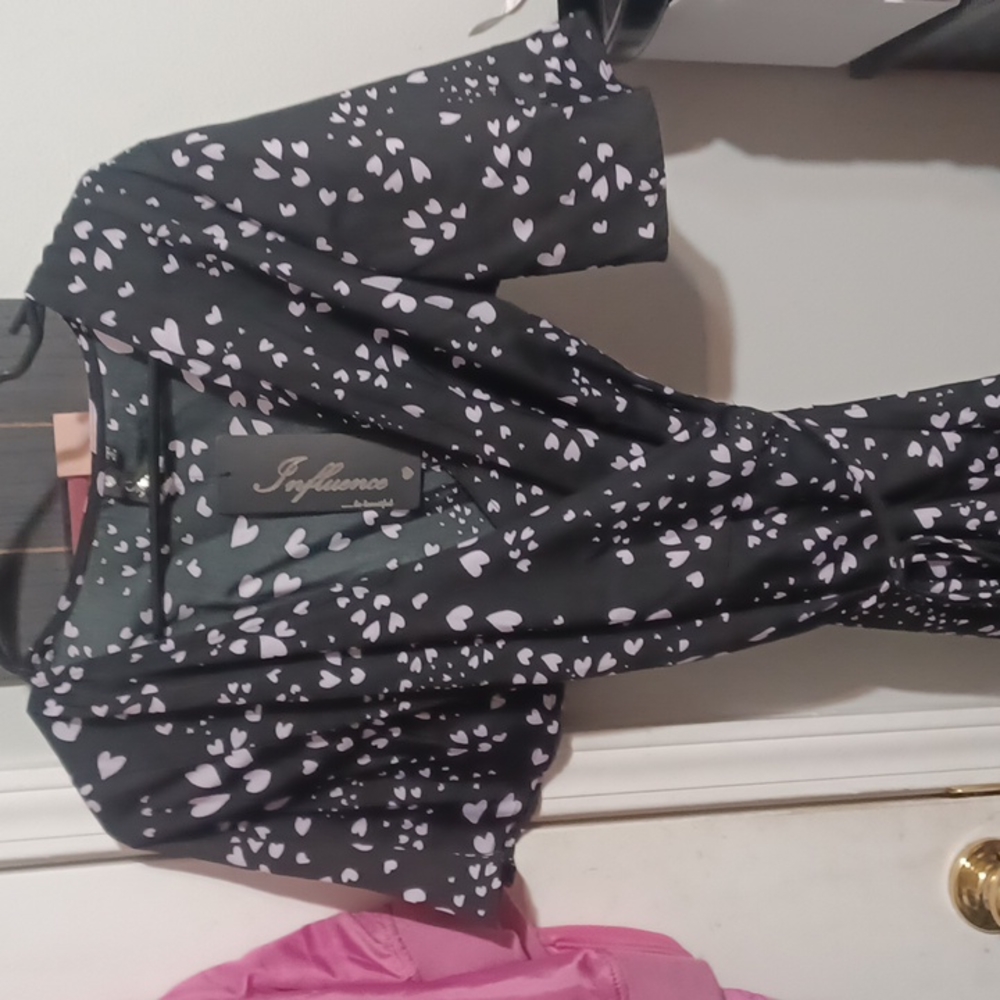 Black w/purple hearts wrap dress